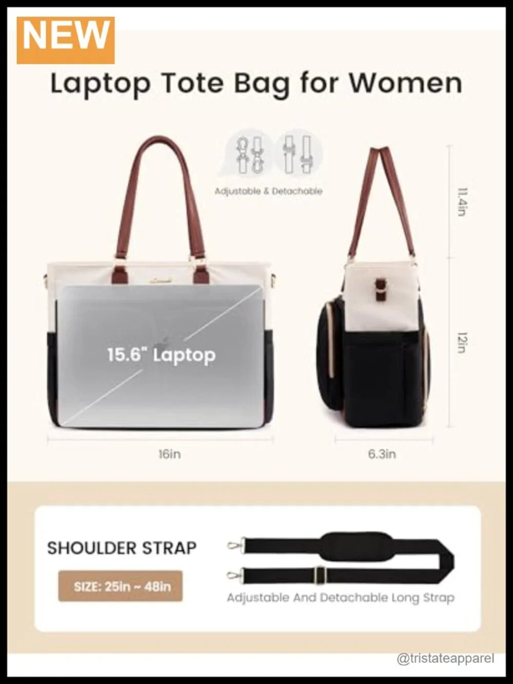 Insulated Lunch Tote Bag with Laptop Sleeve, Water-Resistant, PU Leather